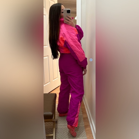 Inside Edge Women’s Vintage One Piece Snow Ski Suit Magenta Pink Orange sz Med - Picture 6 of 16